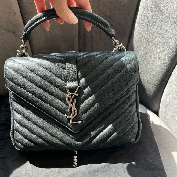 Sold-YSL Medium Quilted College Bag Black - Picture 4 of 17